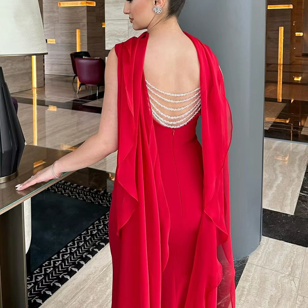 New Elegant Women Party Pearls Backless Wedding Dress