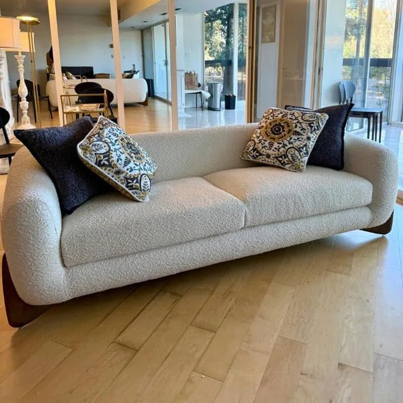 Modern Sofas Couches - Upholstered Luxury Sofa with Low Back and Curved Design 3 Seater 