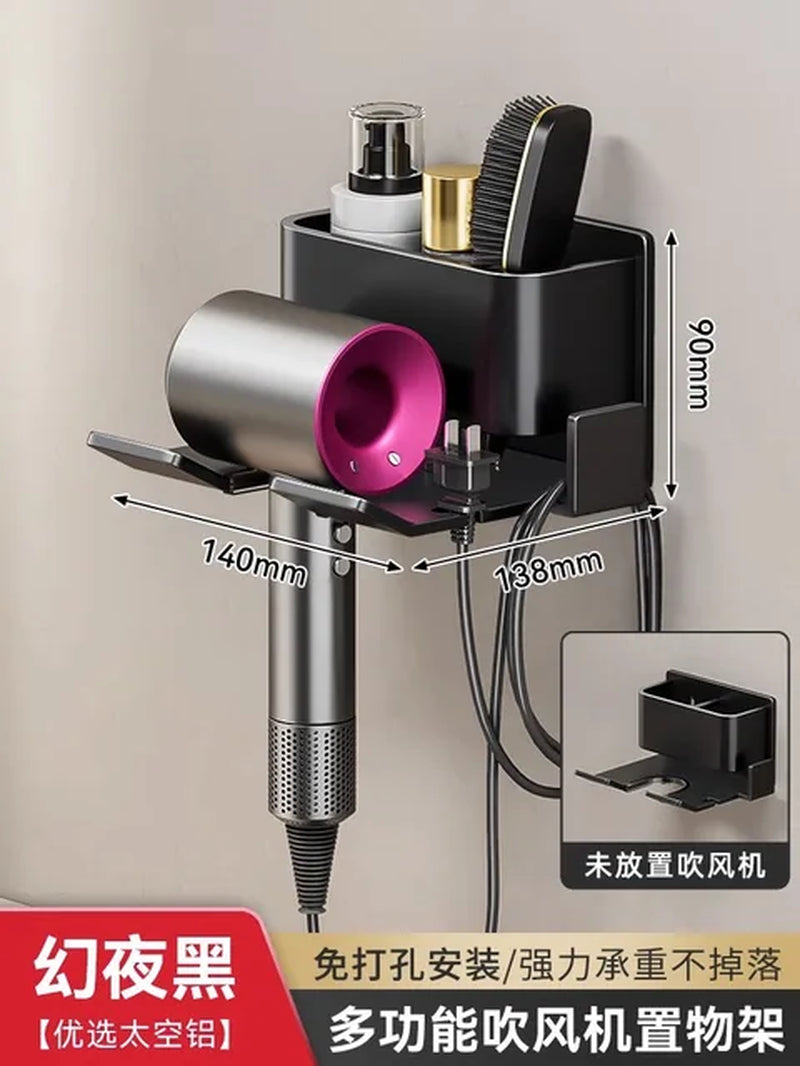 Luxury New Hair Dryer Holder Wall Dryer Cradle Straightener Stand Hairdryer Organizer Storage Box Toilet Blower Holder Bathroom Shelves