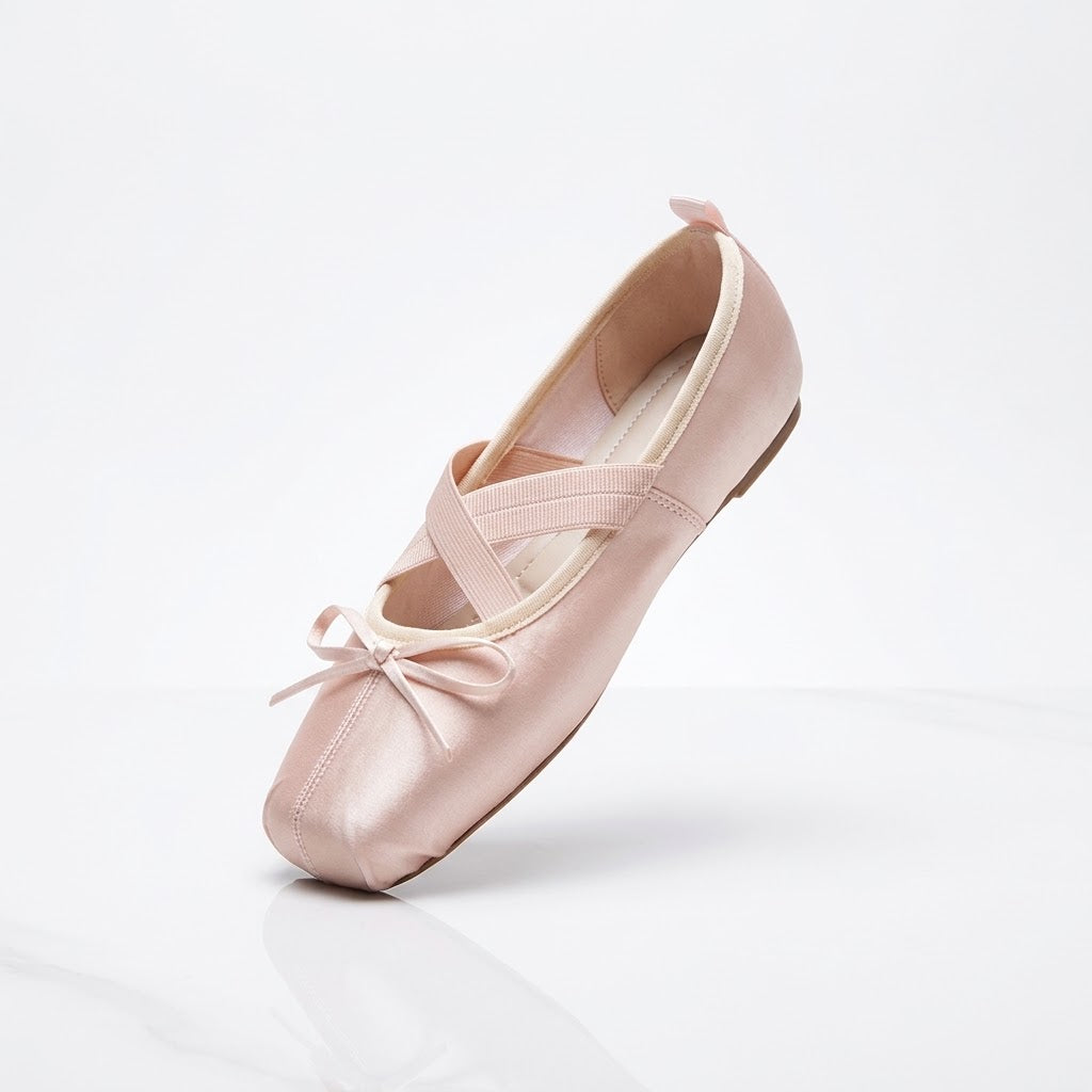 Luxury Satin Bow Mary Jane Ballet Flats for Women