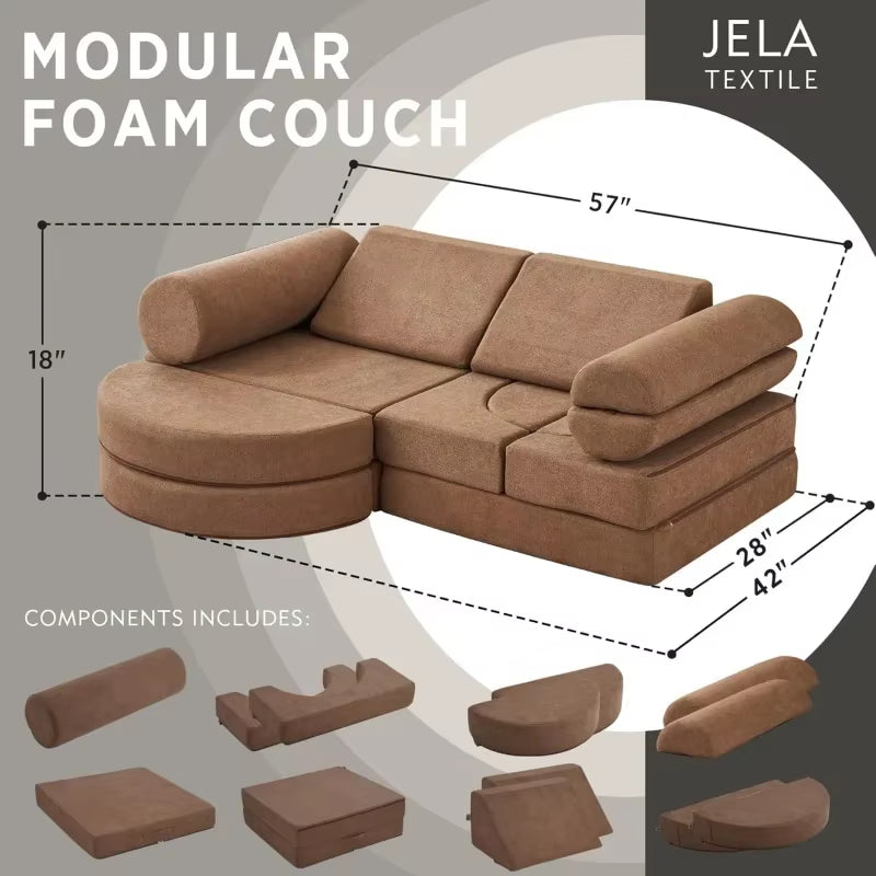 Kids Couch 14PCS Luxury, Floor Sofa Modular Furniture for Adults, Playhouse Play Set Toddlers Babies,