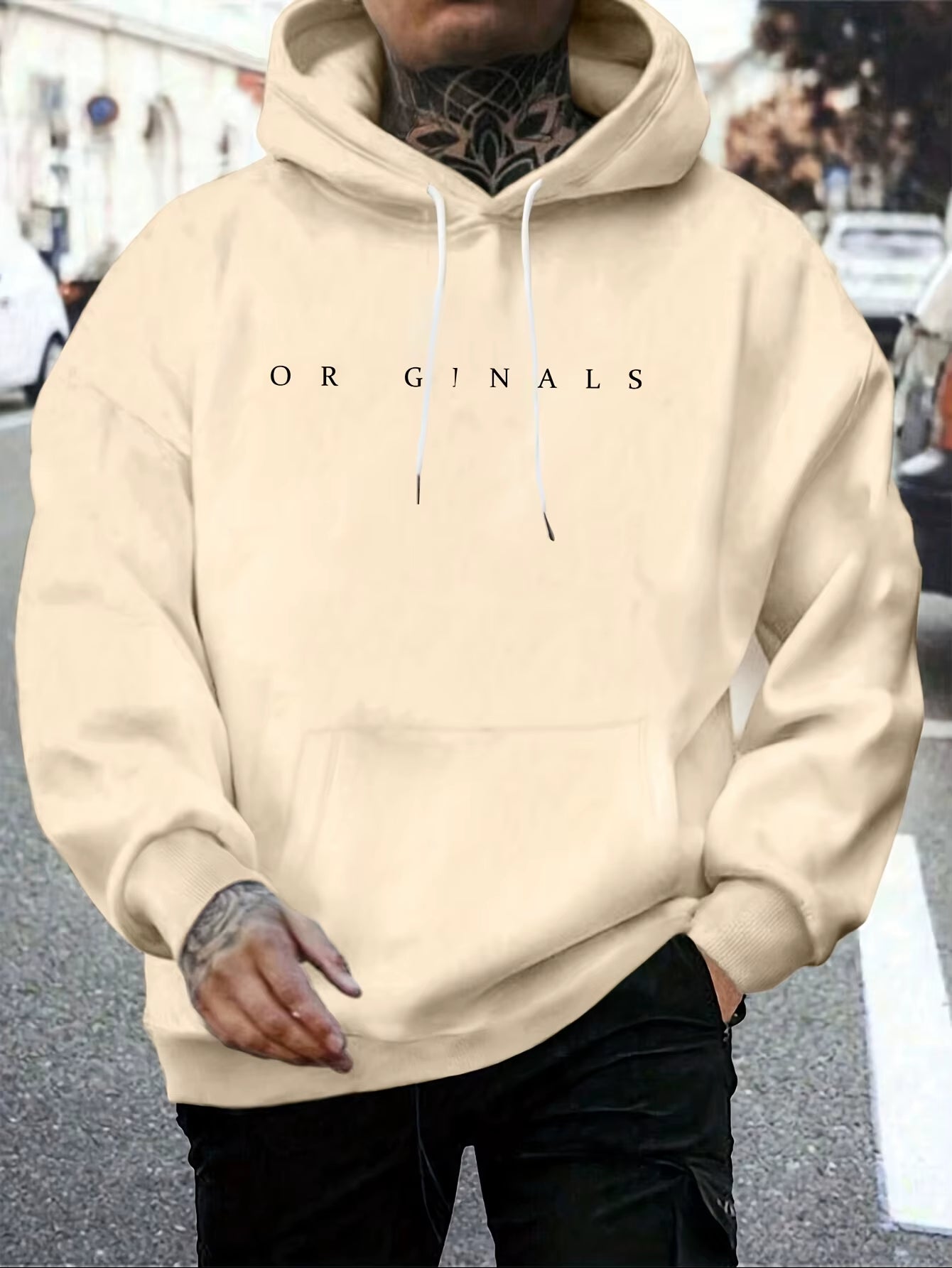 Mens Autumn and Winter Casual Printed Hoodie Pullover