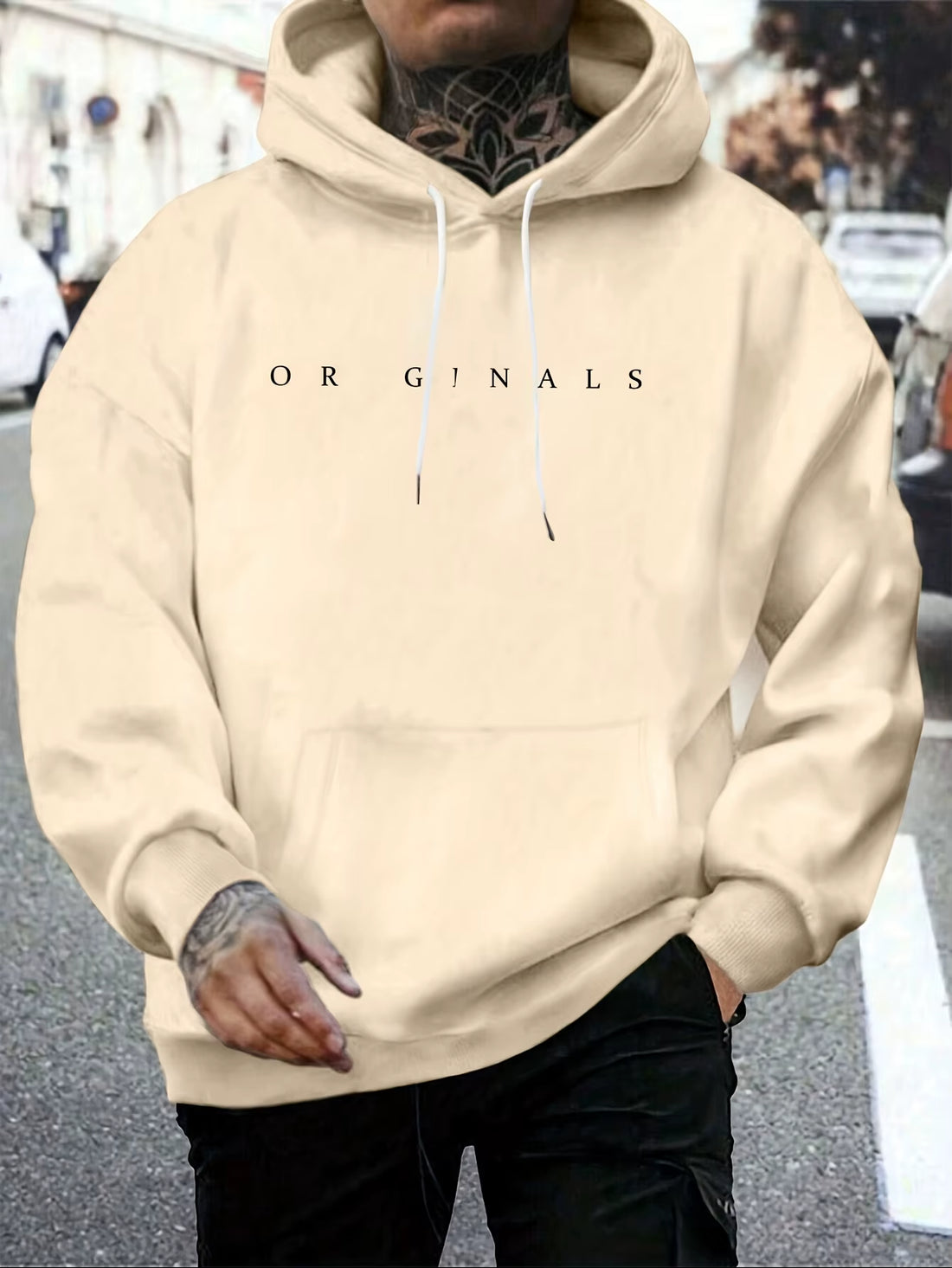 Mens Autumn and Winter Casual Printed Hoodie Pullover