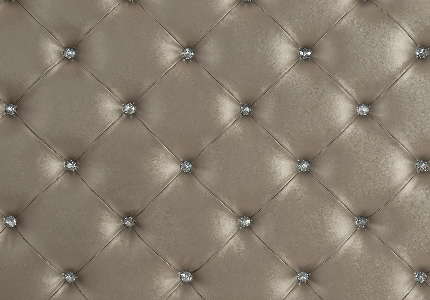 Modern Mirror Bed Frame Crystal Button-Tufted Headboard & Footboard