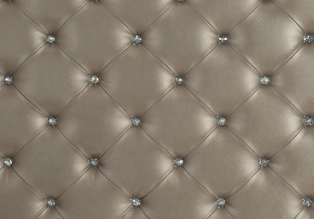 Modern Mirror Bed Frame Crystal Button-Tufted Headboard & Footboard