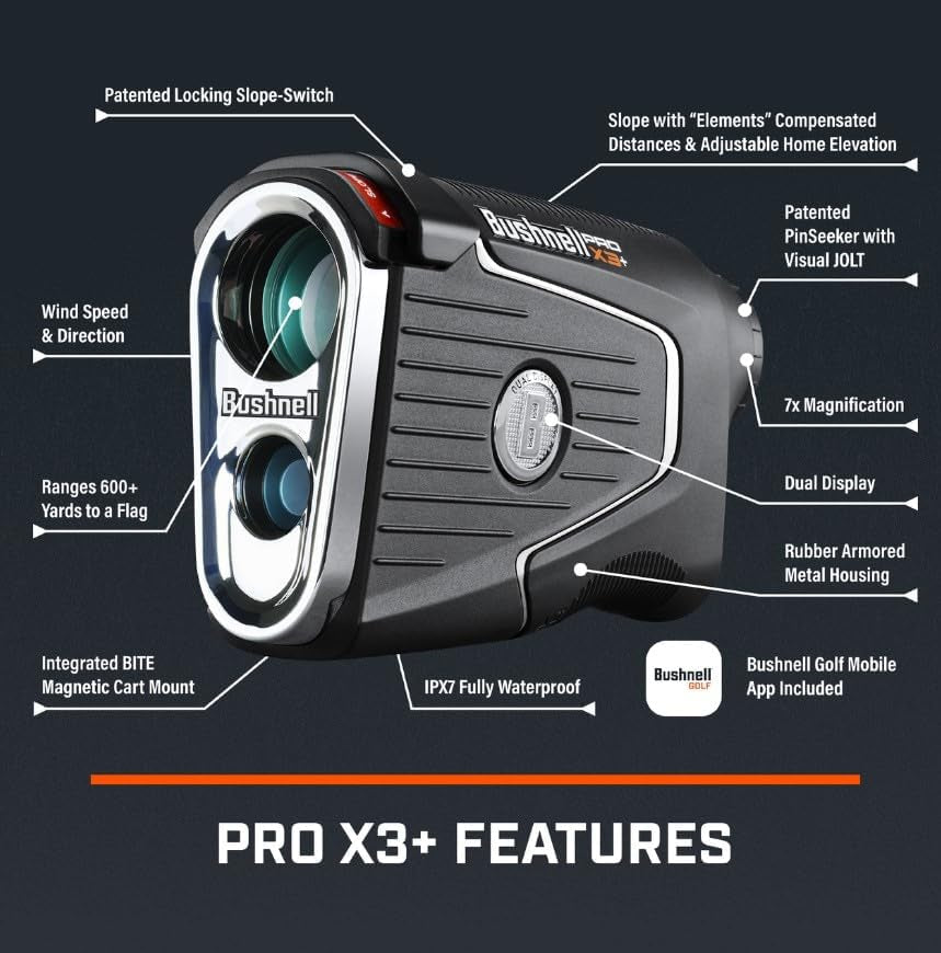 New Bushnell PRO X3 / Pro X3+ (Plus) Advanced Laser Golf Rangefinder 