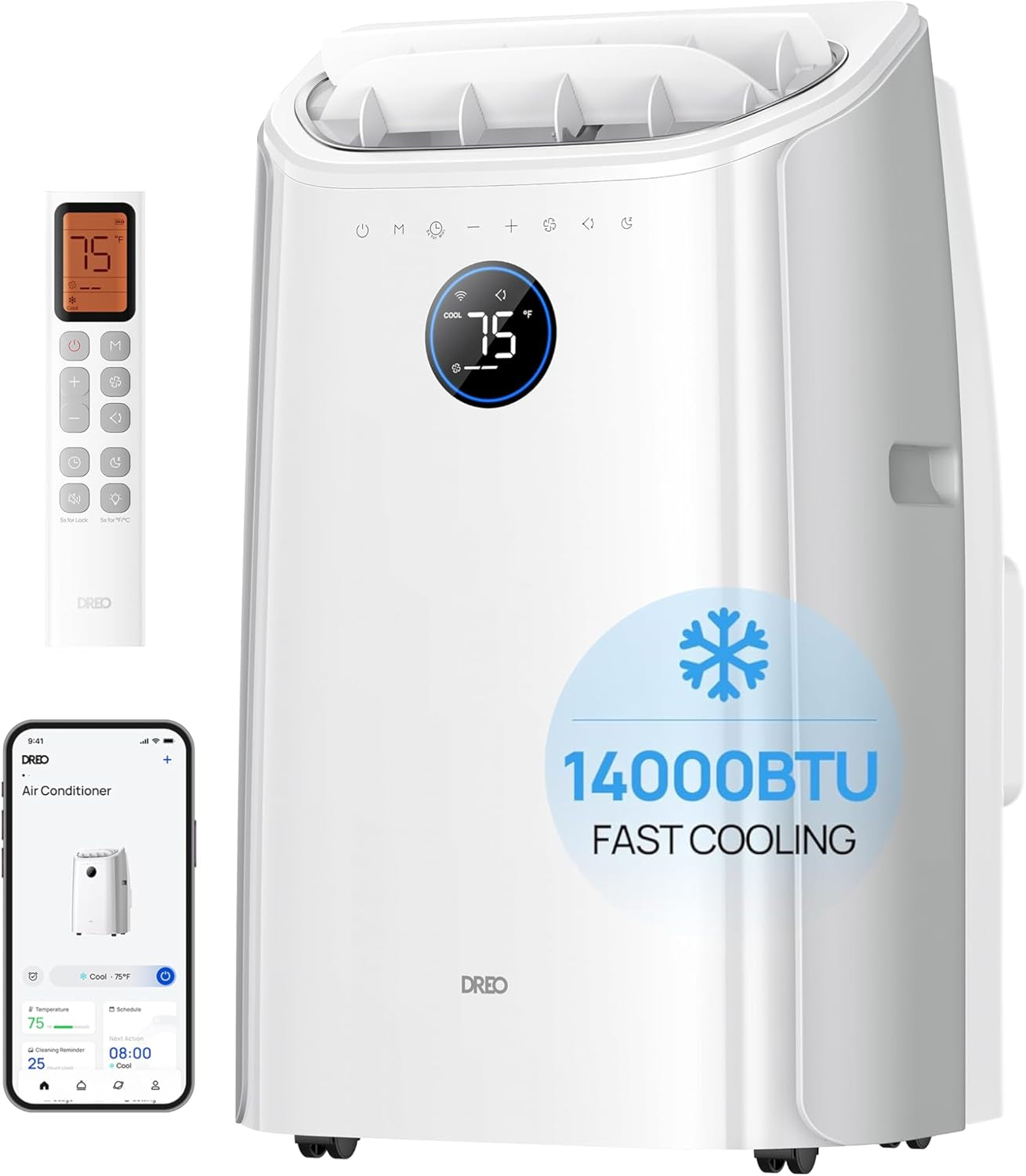 Portable Air Conditioner 515S, 12000 BTU ASHRAE (8000 BTU DOE) Smart AC Unit for Bedroom with Drainage-Free Cooling, Fan&Dehumidifier 3 in 1, App/Voice/Remote, Quiet Standing AC for Room Indoors