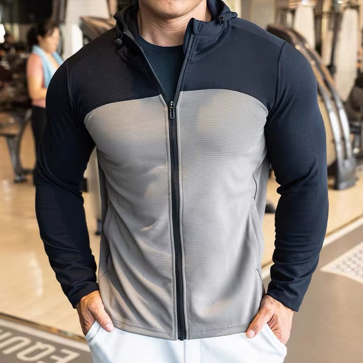 New Fusion Designed Autumn Winter Hooded Running Jacket Men Gym Fitness Casual 