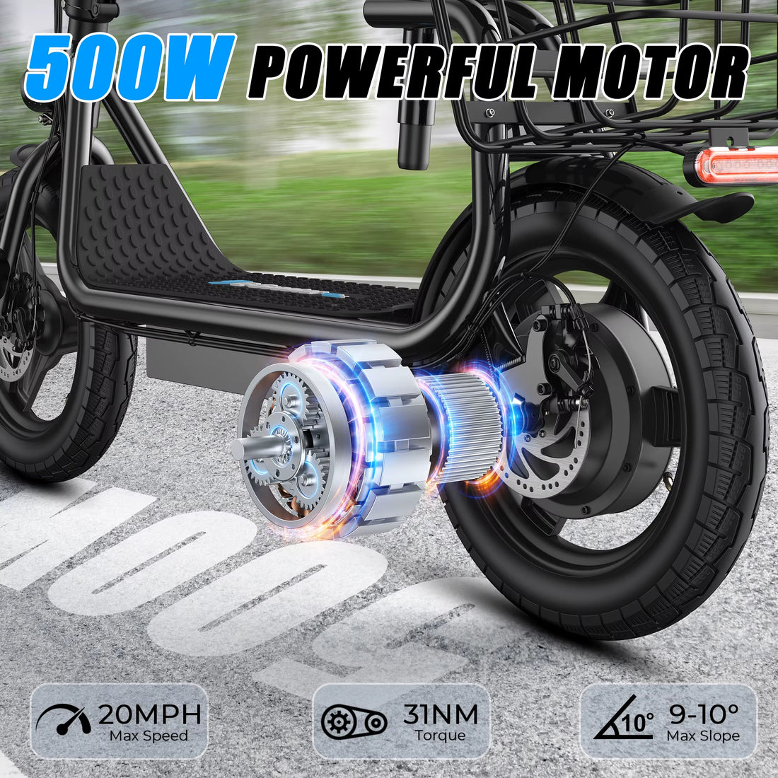 New P2 Adult Electric Scooter 500W Motor with Basket