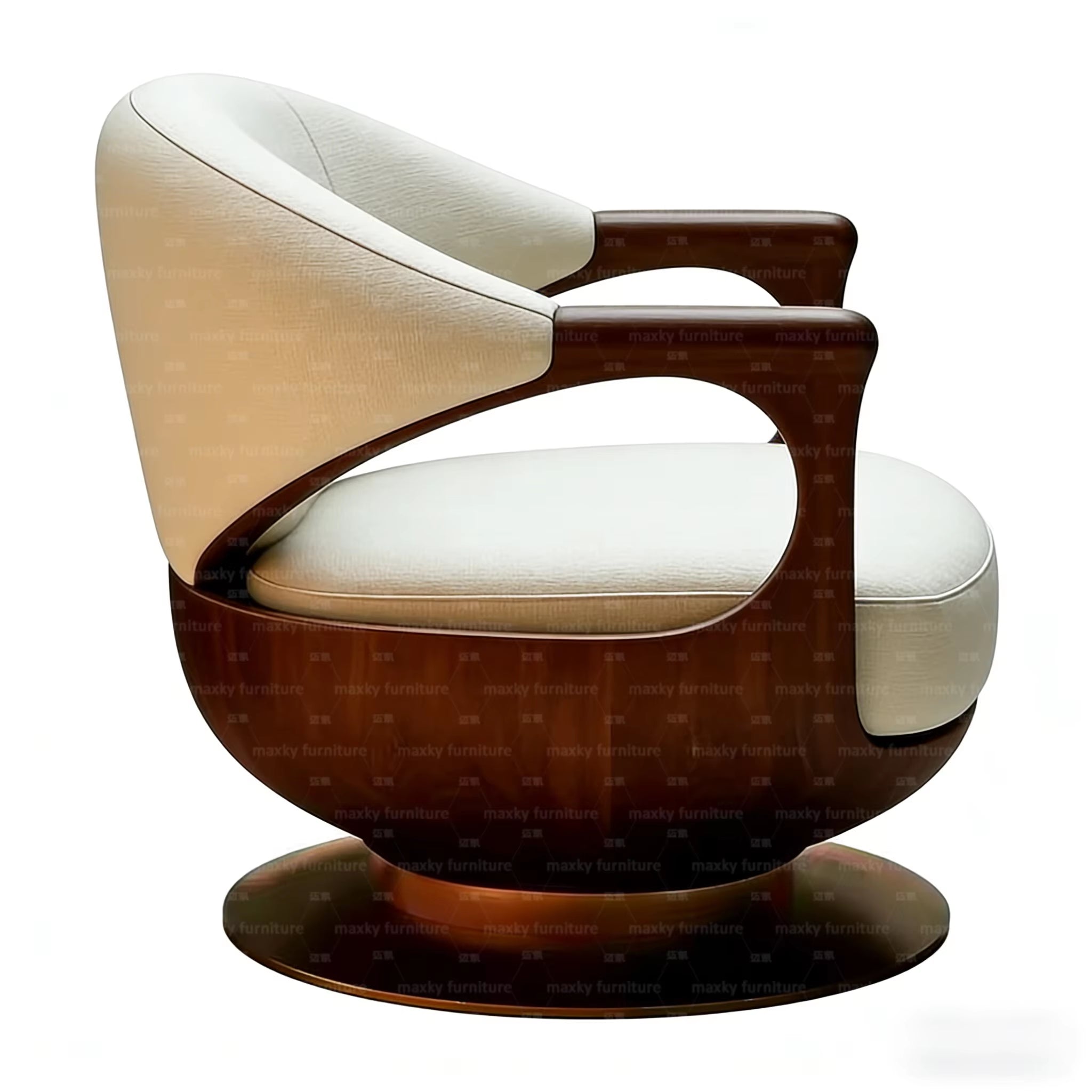 Single Sofa Chair Modern Upholstered Single Lounge Chair with Curved Wooden Armrest Single Seater Sofa Chair for Living Room