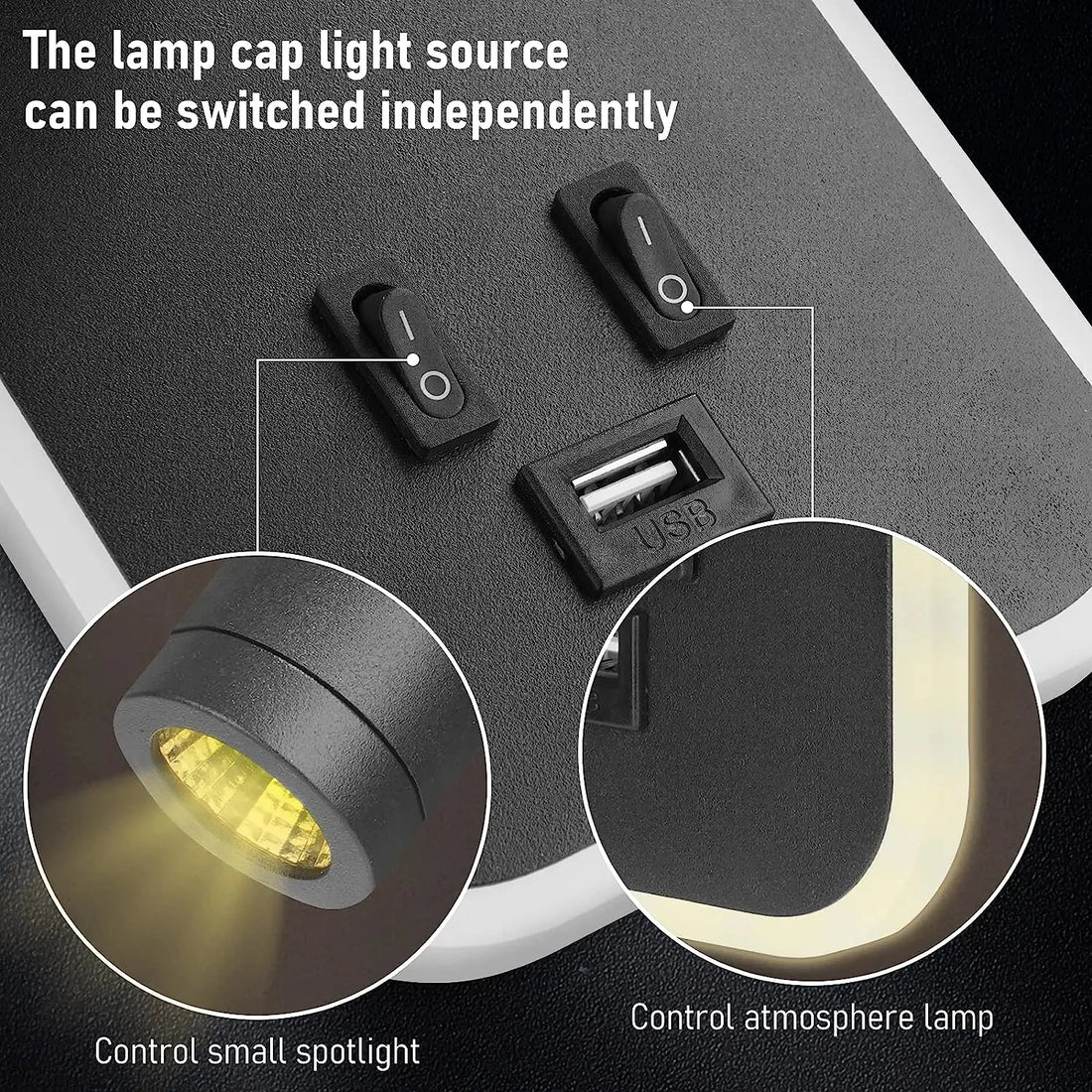 Bedside Wall Lamp LED Wall Light Wall Mounted Reading Light with Switch and USB Port Rotatable Wall Sconce Wall Spotlight Decor