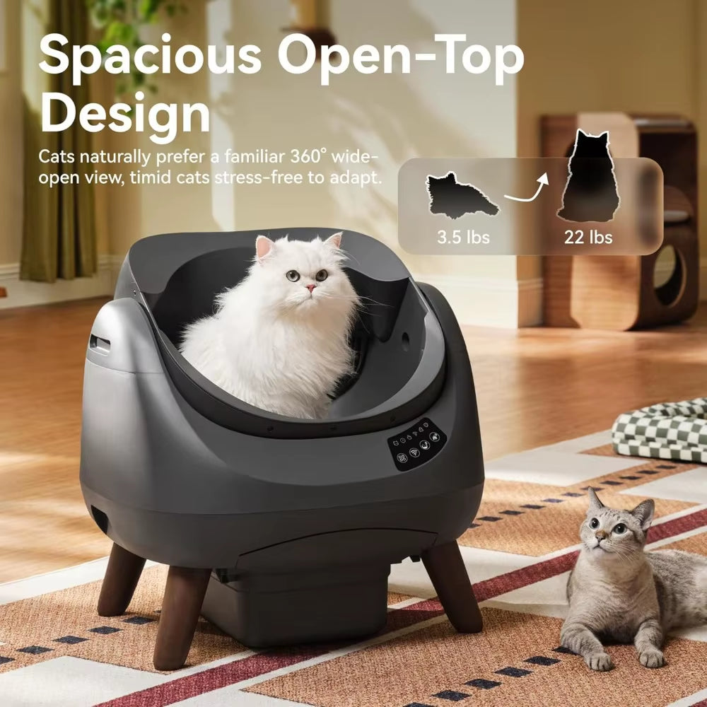 Modern Self Cleaning Cat Litter Box Open-X, 5G & 2.4G Wifi, Automatic