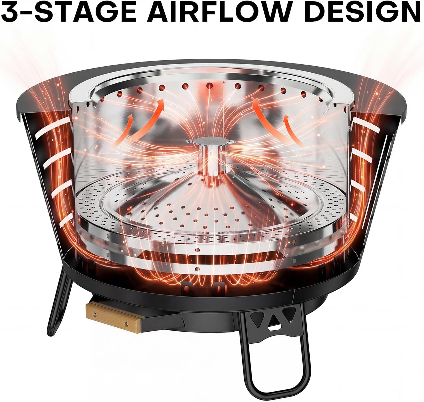 New Outdoor/Indoor 26-Inch Smokeless Fire Pit – Stainless Steel Outdoor Wood Burning Fire Pit