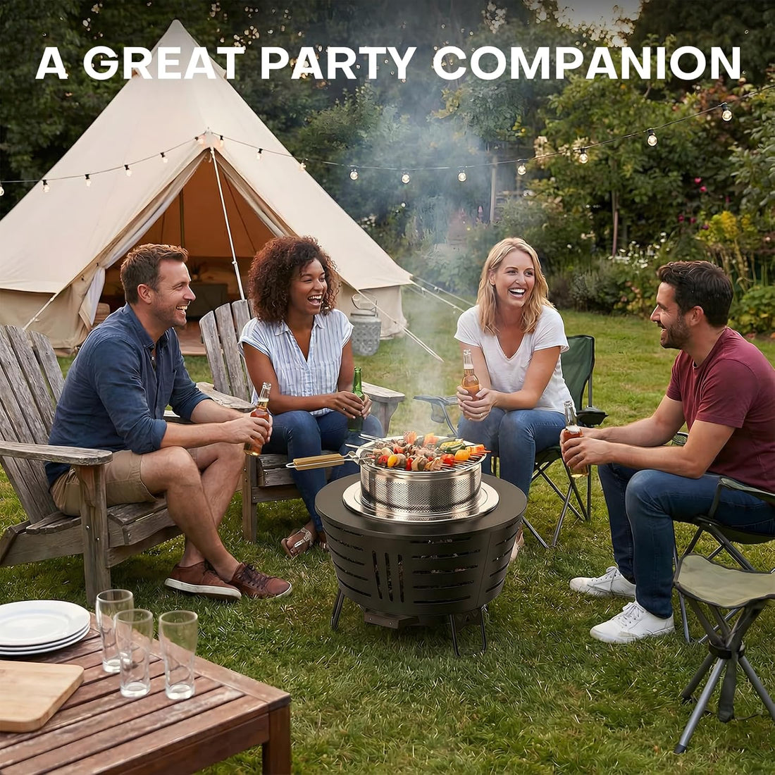 New Outdoor/Indoor 26-Inch Smokeless Fire Pit – Stainless Steel Outdoor Wood Burning Fire Pit