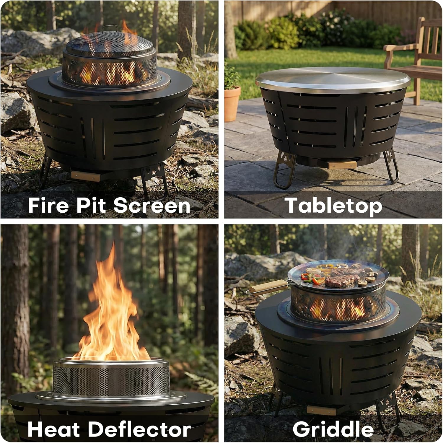 New Outdoor/Indoor 26-Inch Smokeless Fire Pit – Stainless Steel Outdoor Wood Burning Fire Pit