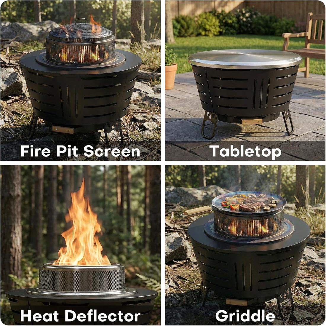 New Outdoor/Indoor 26-Inch Smokeless Fire Pit – Stainless Steel Outdoor Wood Burning Fire Pit