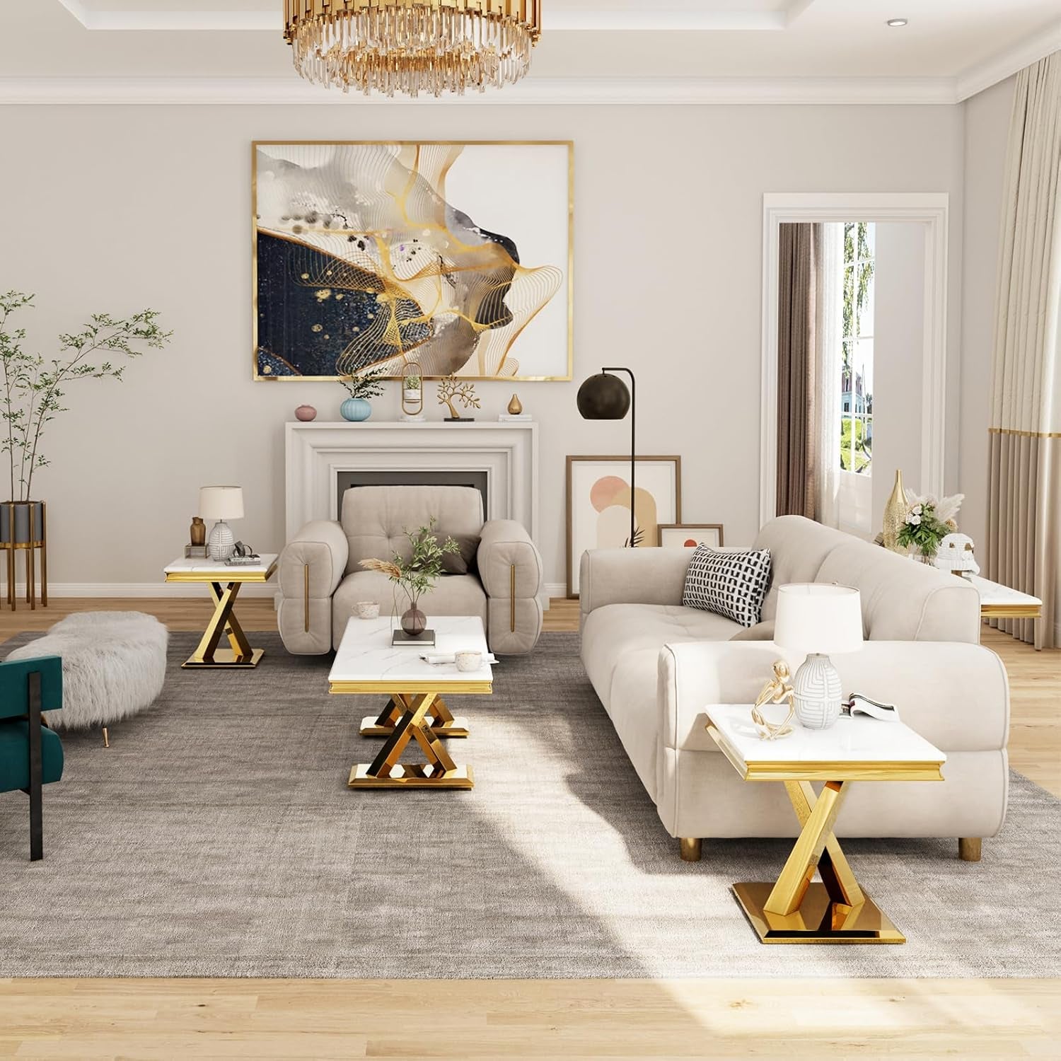 Premium Gold End Accent Table for Office - Home Living Room