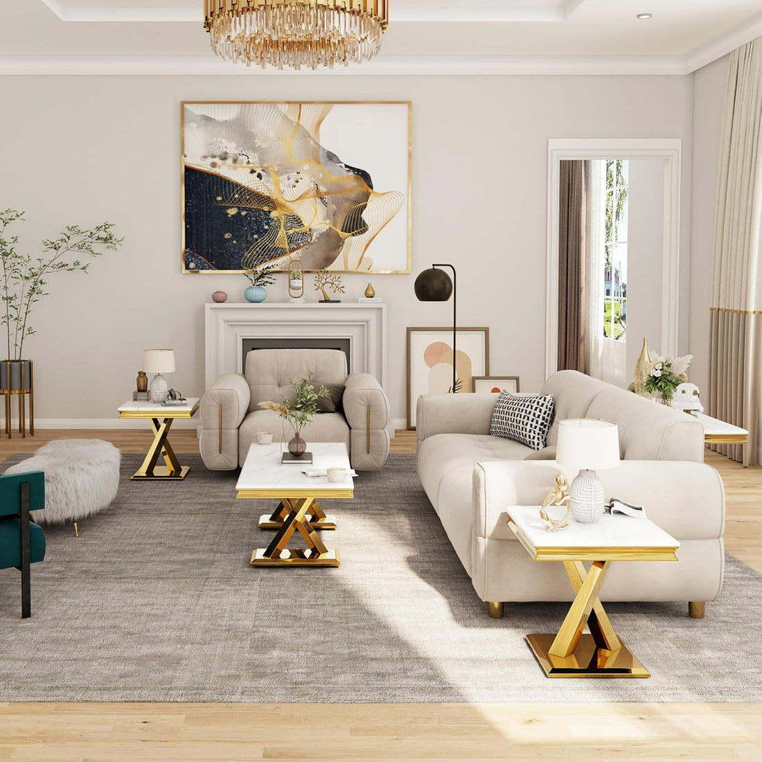 Premium Gold End Accent Table for Office - Home Living Room