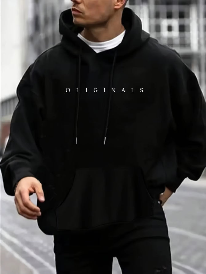 Mens Autumn and Winter Casual Printed Hoodie Pullover