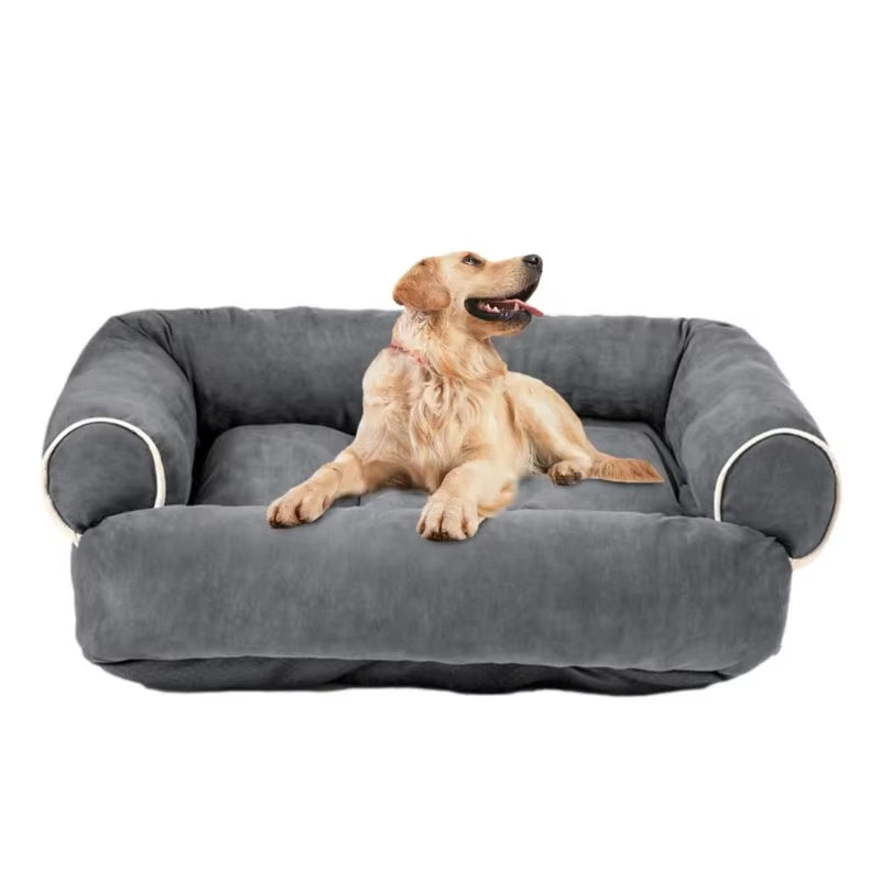 Super Soft Rectangle Dog Bed with Anti-Slip Bottom – Thick, Warm Sofa-Style Pet Mattress