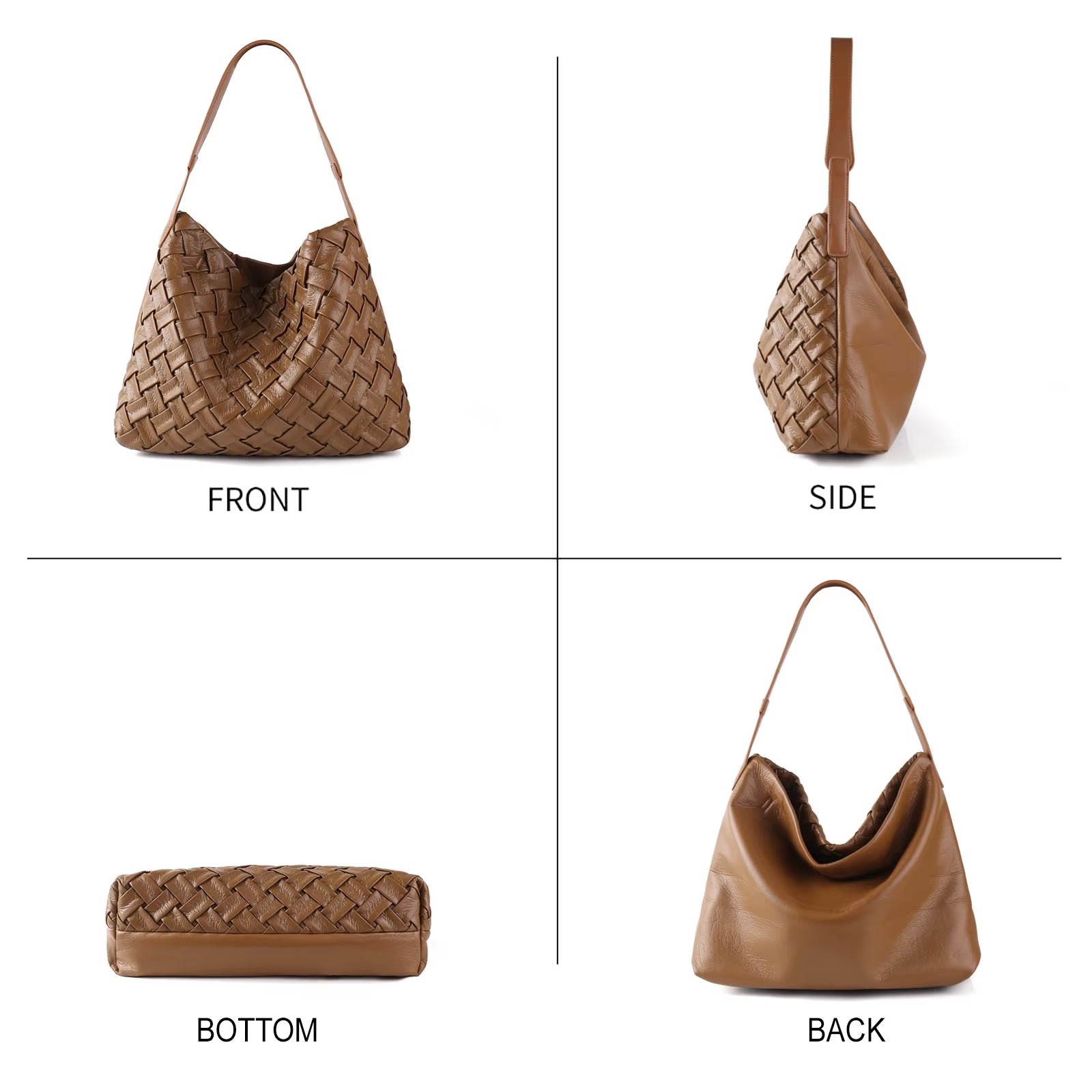 New Arrived Woven Tote Bag Women Textured Pleated Soft PU Leather Large Capacity Bags