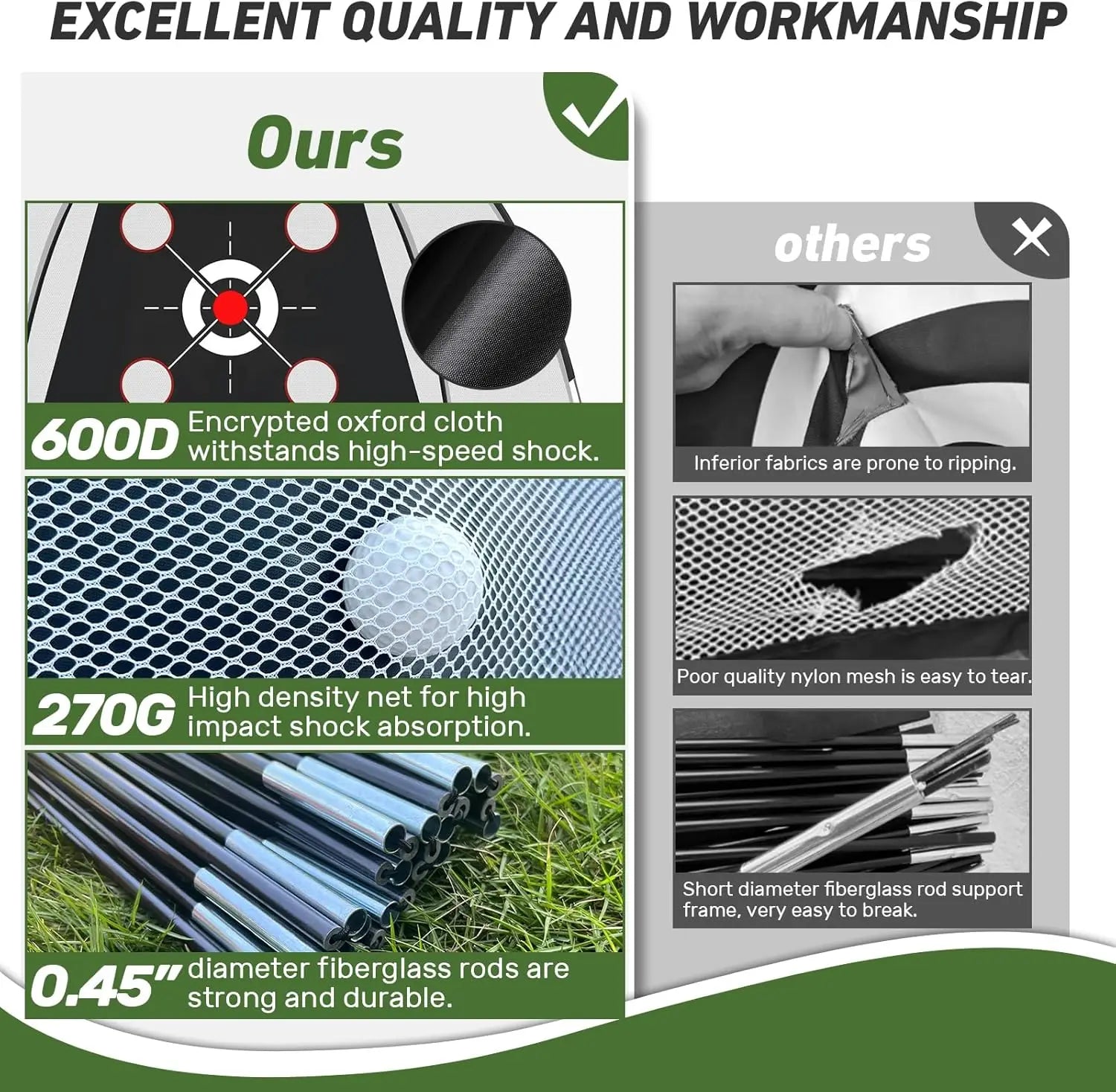 Modern Portable Golf Hitting Net Training Mat 10X7Ft with Target and Balls