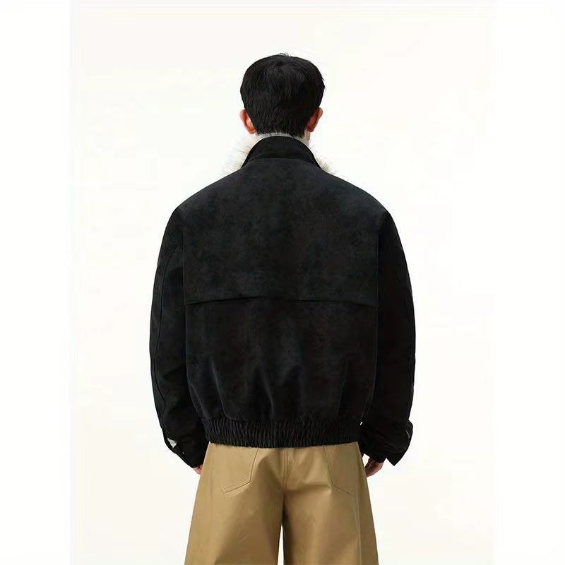 Mens Leather Streetwear Stylish Fur Jacket