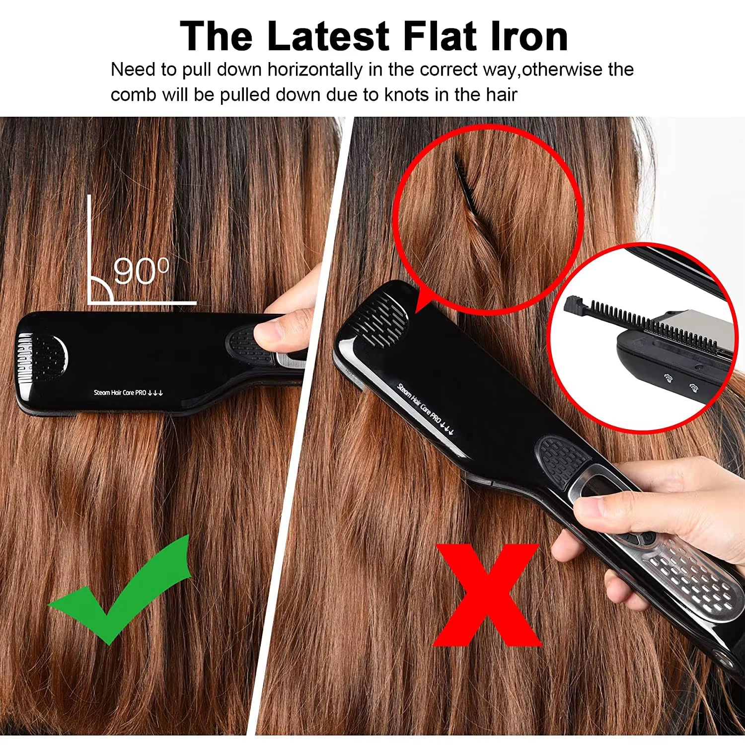 New Modern Steam Hair Straightener Brush Ceramic Flat Iron Professional Hair Straightening