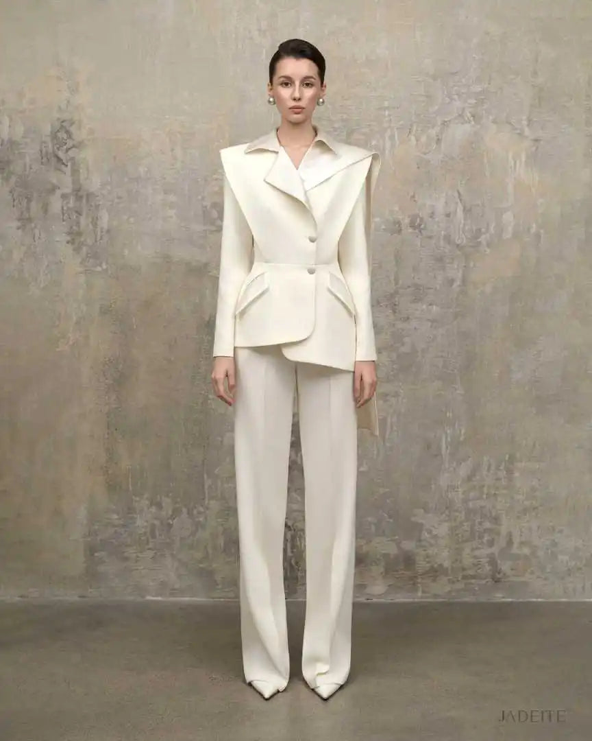 Modern Satin Silk Women Pants Suits Outfit Wedding Party Wear