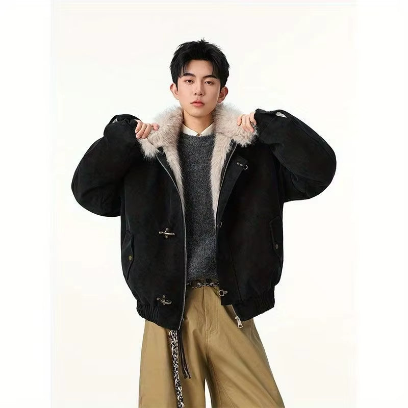 Mens Leather Streetwear Stylish Fur Jacket