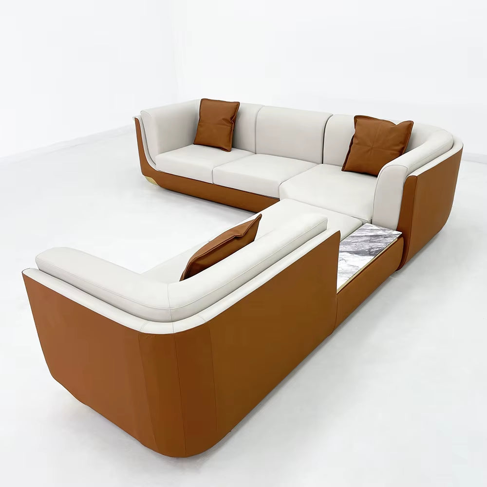 Elite Italian Design Luxury Top Leather Sectional Sofa