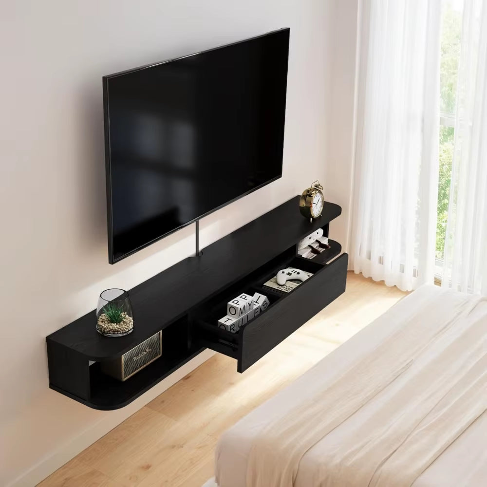 Wall-Mounted Floating TV Stand with Drawer, 47 Inch Console 