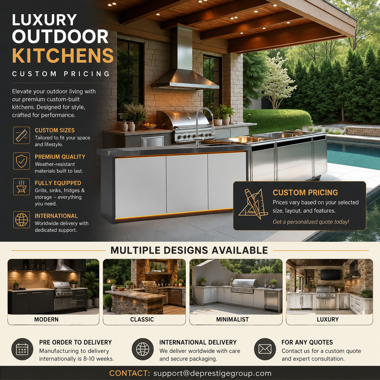 Premium Outdoor BBQ Gas Grill Kitchen Cabinet Set