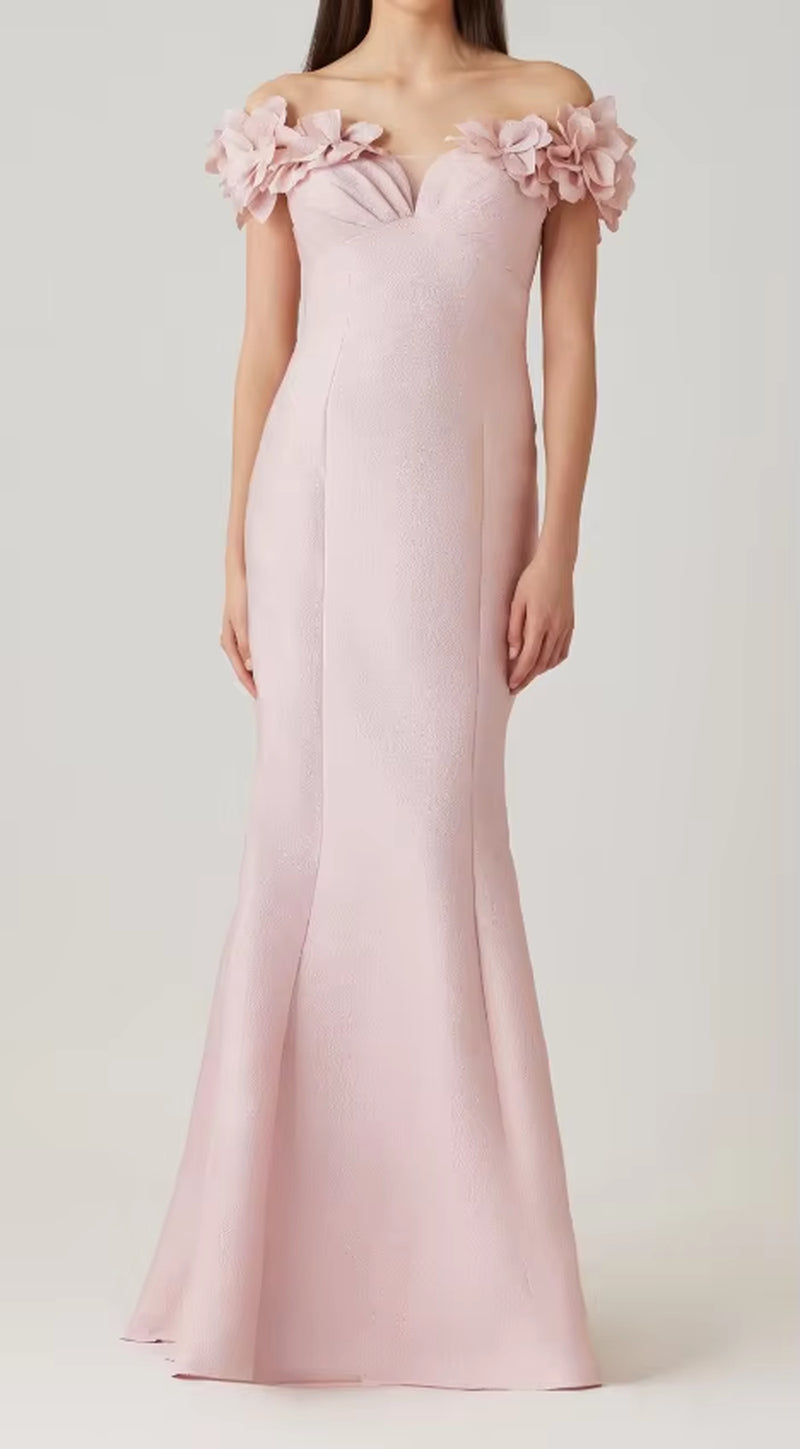 New Customized Pink Off-Shoulder Women Bride Dress Party Wear