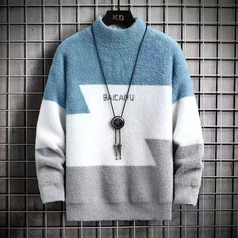 Knitwear Long Sleeve Contrasting Colors Thick Men'S Knit Sweater Harajuku High Quality Clothing Deals 2024 Y2K Pullovers Male