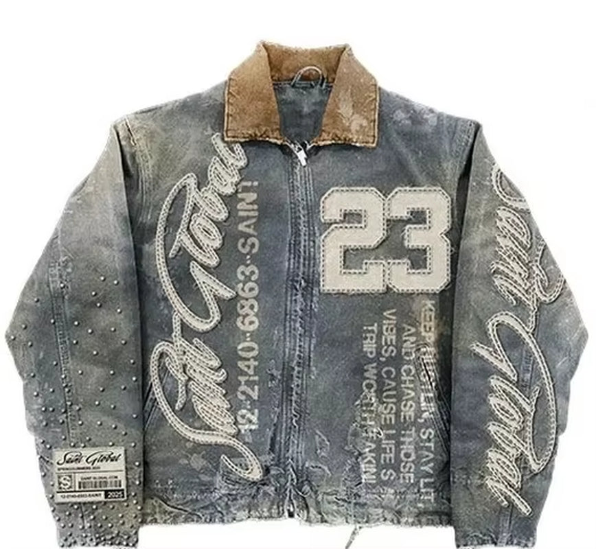 New Vintage Street Style American Mens Rivet Leather Jacket