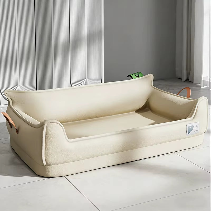Modern Orthopedic Leather Dog Bed Sofa – Detachable Rectangle Pet Bed