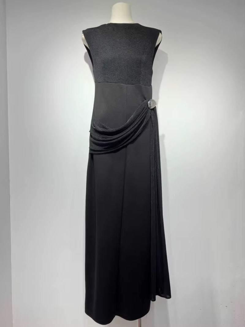 New Stand Collar Sleeveless Women Stylish Dress