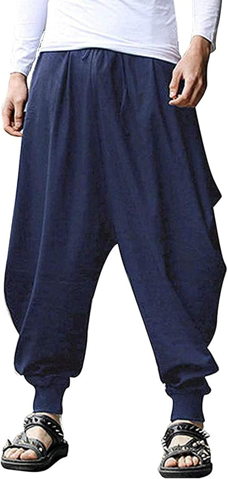 Mens Casual Pants Loose Stretchy Waist Trousers