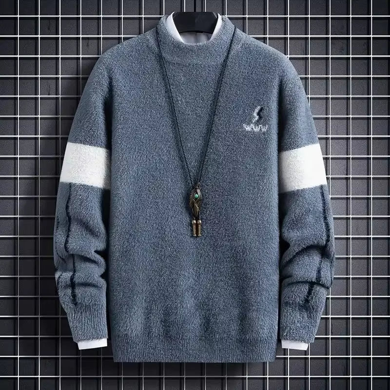 Knitwear Long Sleeve Contrasting Colors Thick Men'S Knit Sweater Harajuku High Quality Clothing Deals 2024 Y2K Pullovers Male