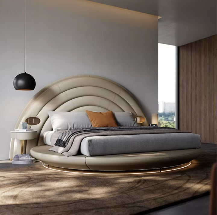 New Light Luxury Leather Suspended Italian Double Bed