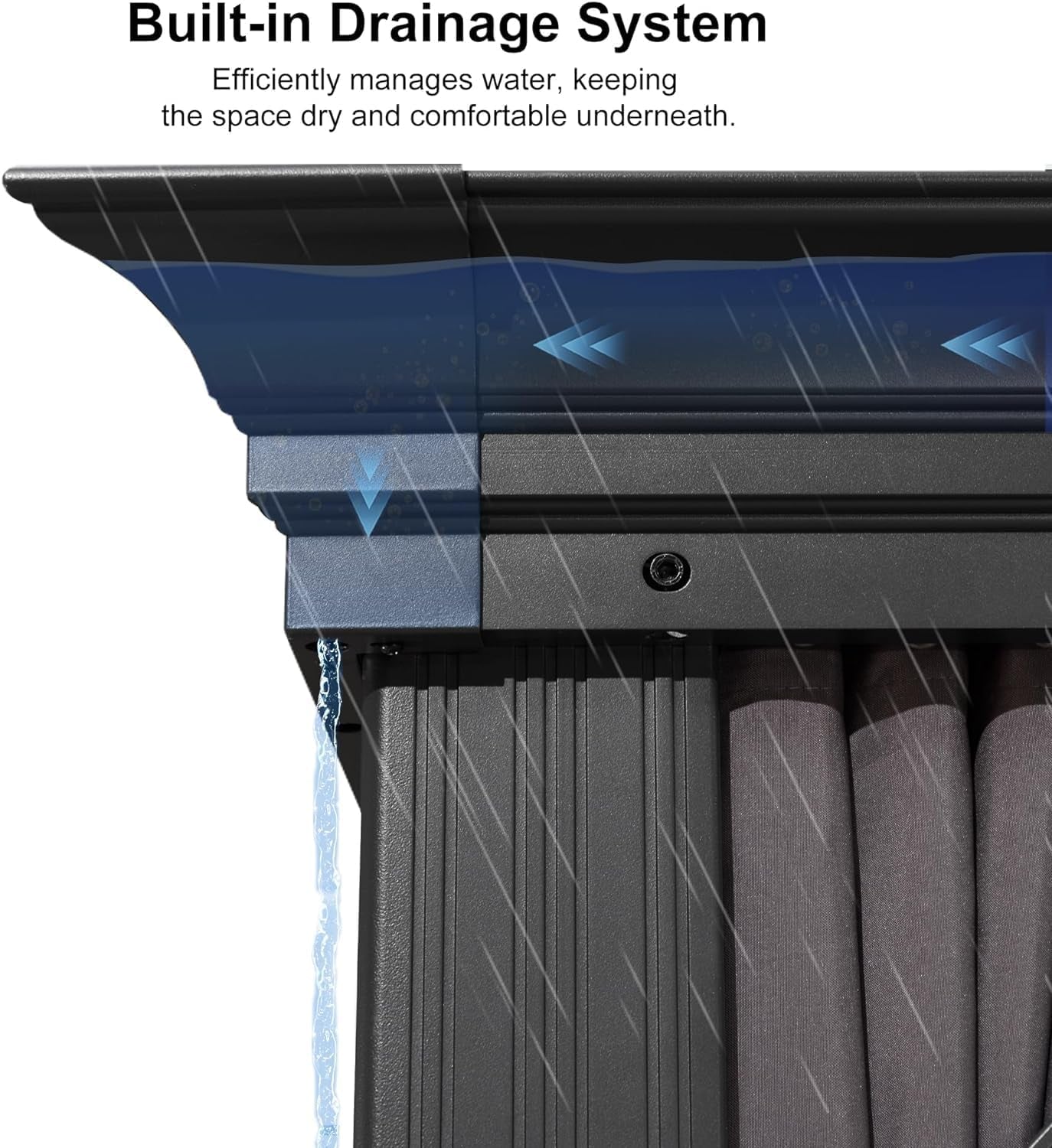 Permanent Hardtop Gazebo Aluminum Pavilion with Curtains 
