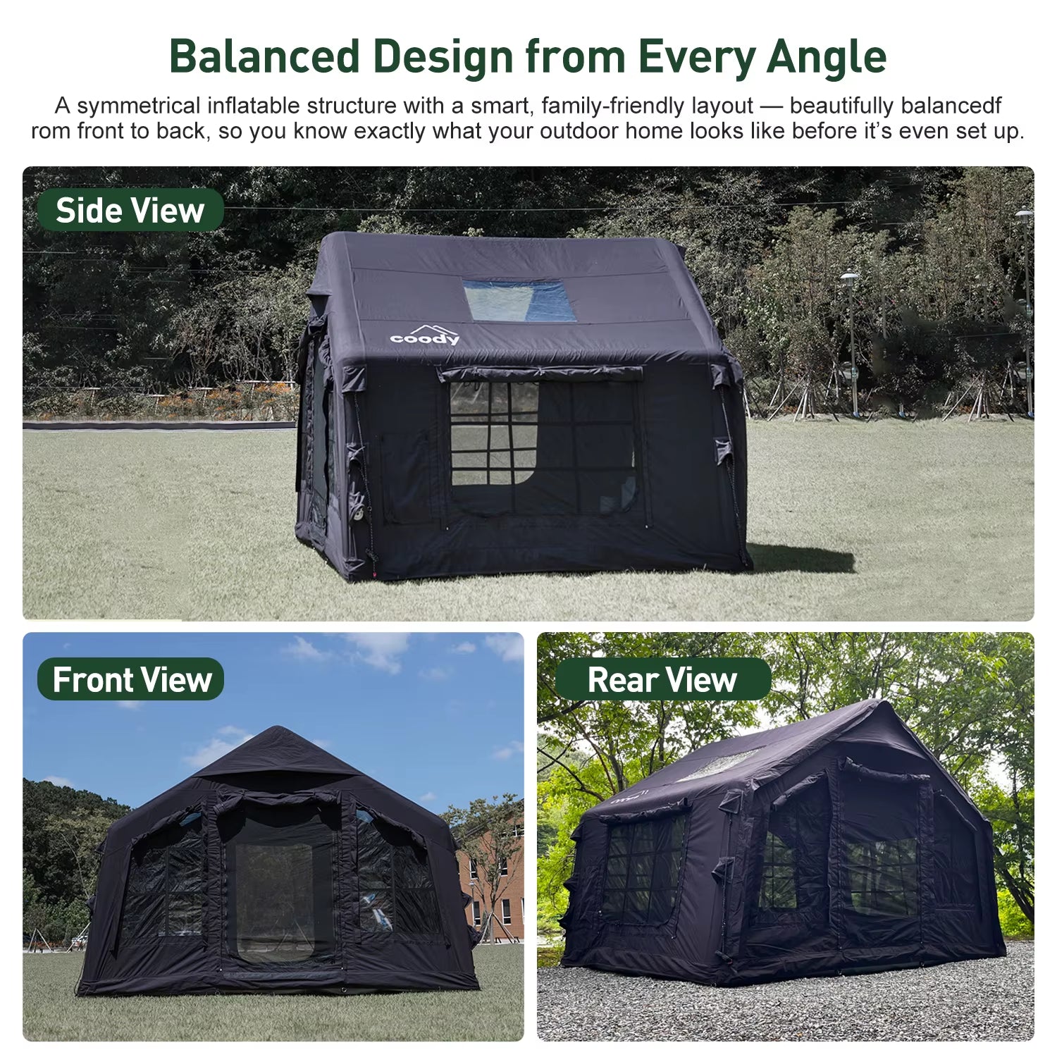 Coody 8.0 Air Tent-Black Outdoor Easy Set up Hiking Inflatable Camping Tent Waterproof Inflatable Tent for Travel