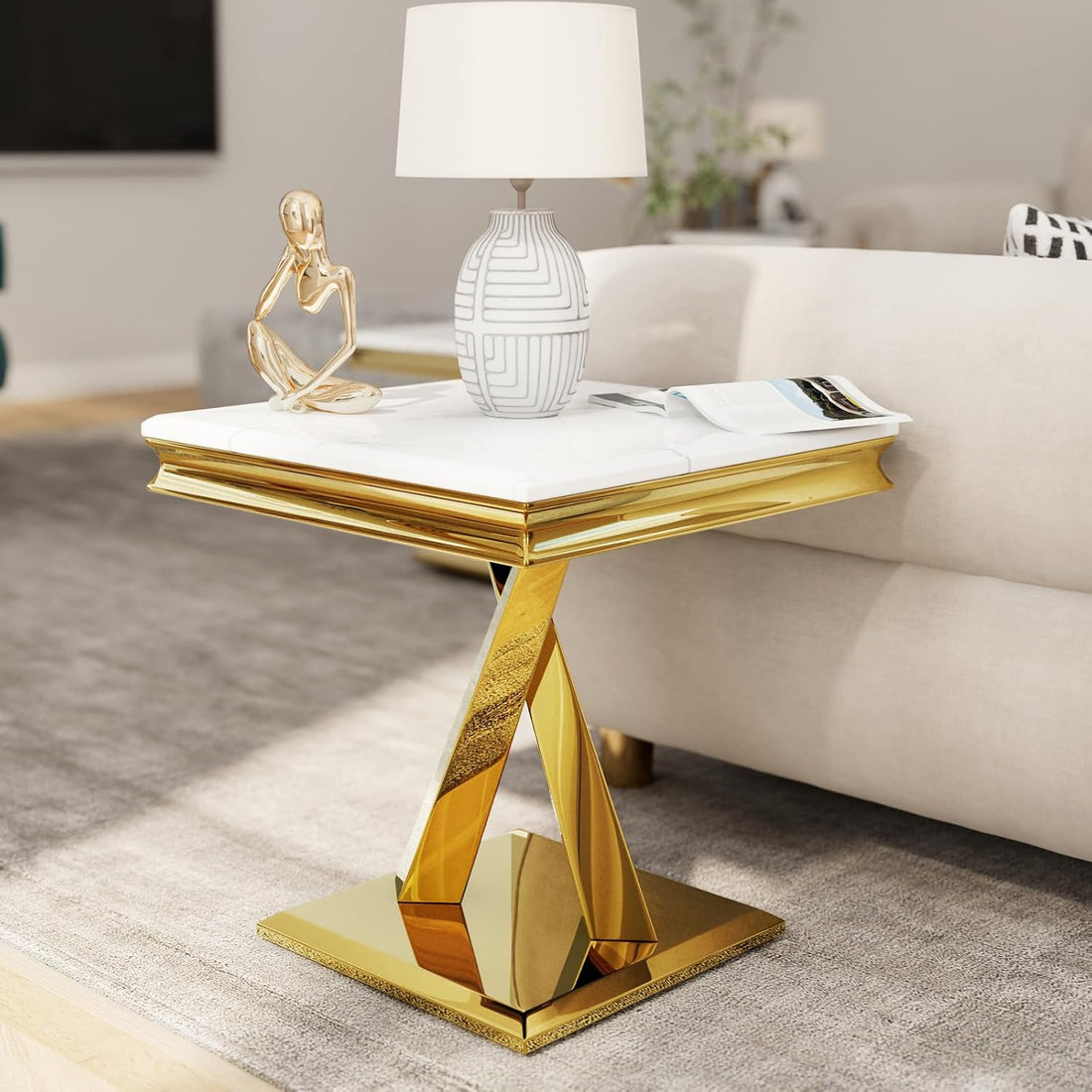 Premium Gold End Accent Table for Office - Home Living Room
