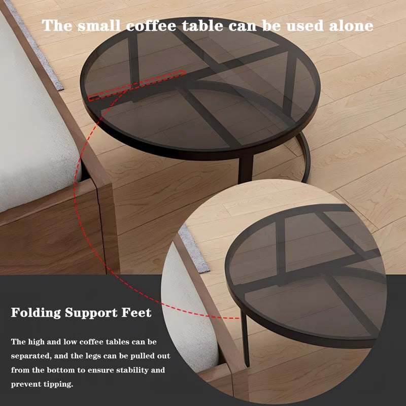 New Tyanii Coffee Table Set with Drawer and Glass Table