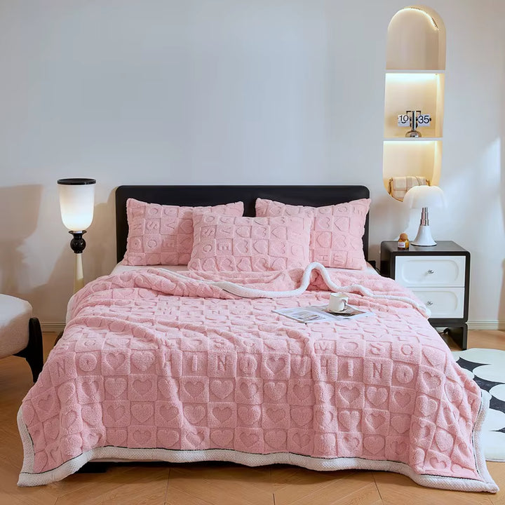 Luxury Jacquard Tafu Fleece Blanket – Soft Thick Winter Throw for Sofa & Bed