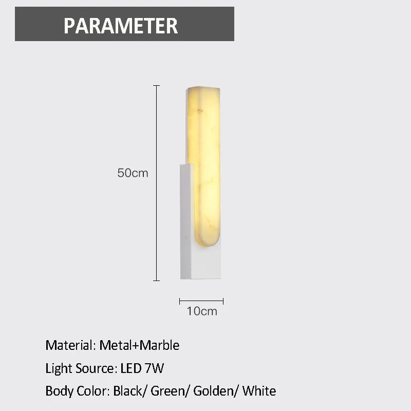 LED Marble Wall Lamp Bedside Golden Luxury Home Decor Light