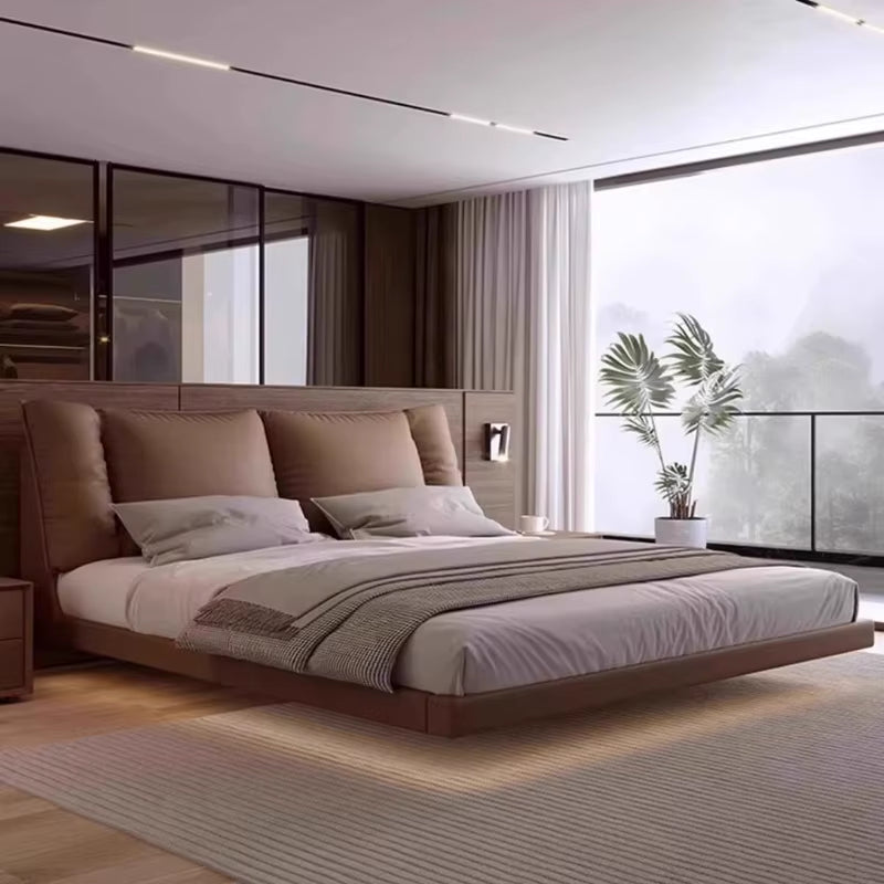 Modern Luxury Levitation Genuine Leather Flolating Double Bed