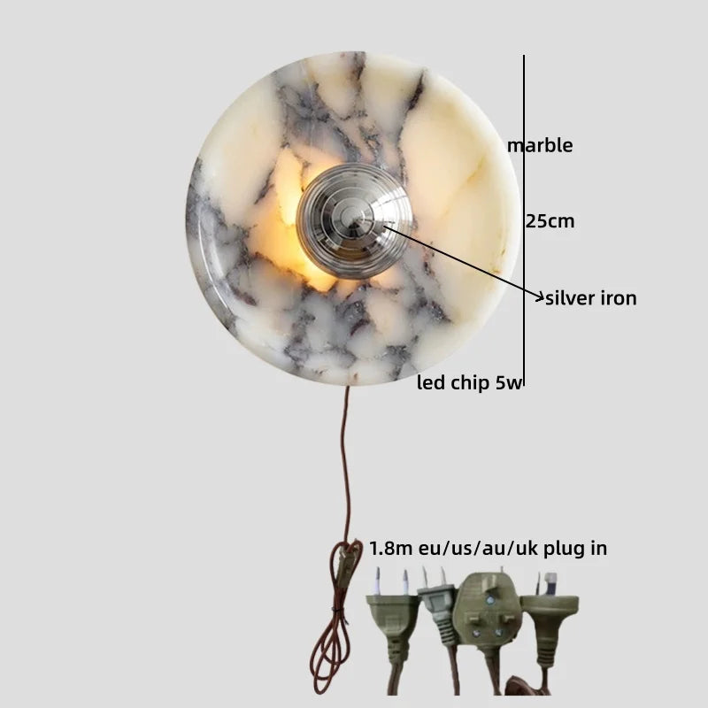 Marble Glass LED Wall Sconces Lights Indoor Bedroom Lamps 