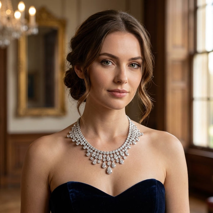 Luxury Moissanite Pendant Choker Necklace in 925 Sterling Silver